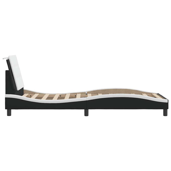 vidaXL Bed Frame Without Mattress "Zadar" Black and White 100x200 cm Faux Leather