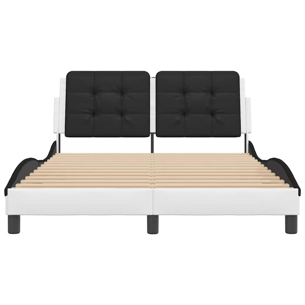 vidaXL Bed Frame without Mattress "Zadar" White and Black 120x200 cm Faux Leather