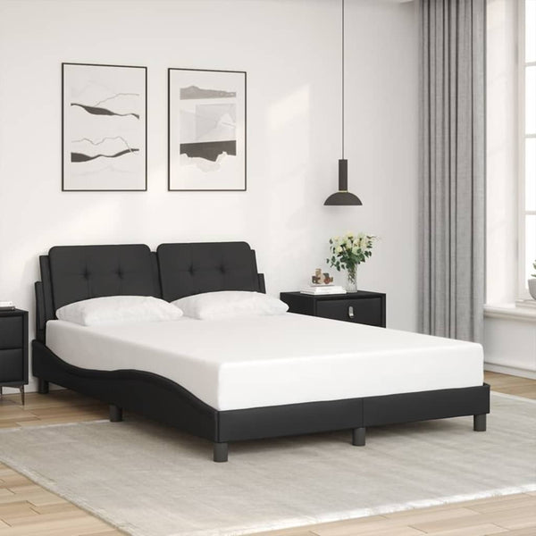 vidaXL Bed Frame without Mattress "Zadar" Black 140x190 cm Faux Leather