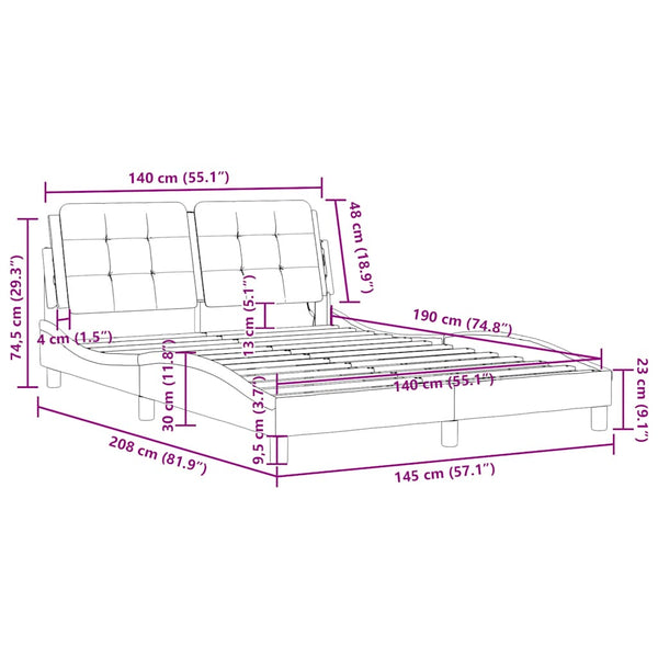 vidaXL Bed Frame without Mattress "Zadar" White 140x190 cm Faux Leather