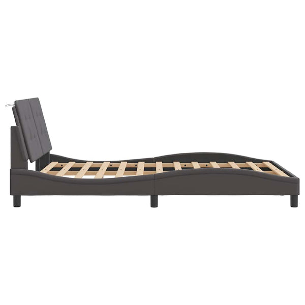 vidaXL Bed Frame without Mattress "Zadar" Grey 140x190 cm Faux Leather
