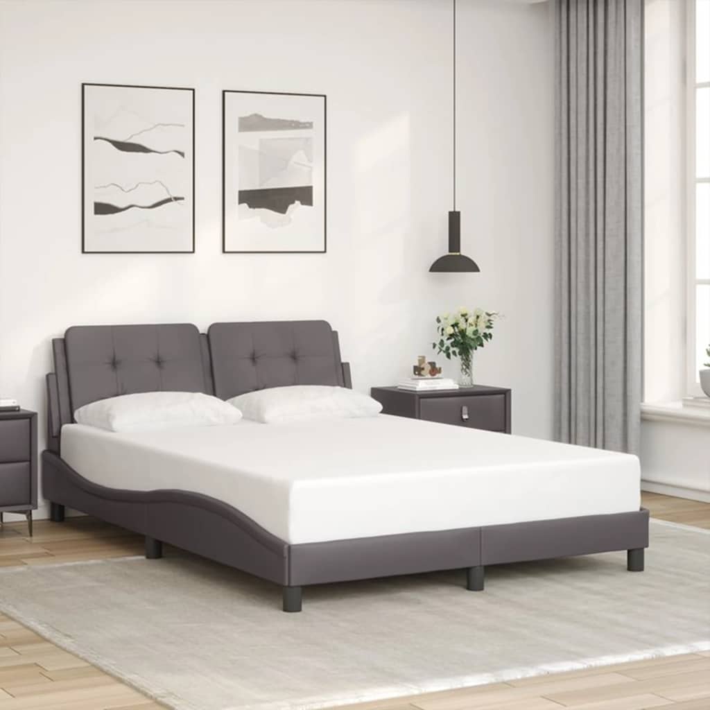 vidaXL Bed Frame without Mattress "Zadar" Grey 140x190 cm Faux Leather