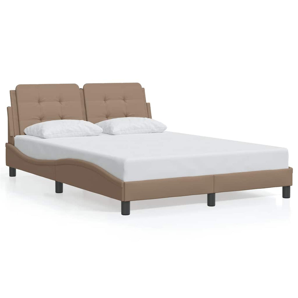 vidaXL Bed Frame without Mattress "Zadar" Cappuccino Brown 140x190 cm Faux Leather