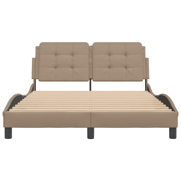vidaXL Bed Frame without Mattress "Zadar" Cappuccino Brown 140x190 cm Faux Leather