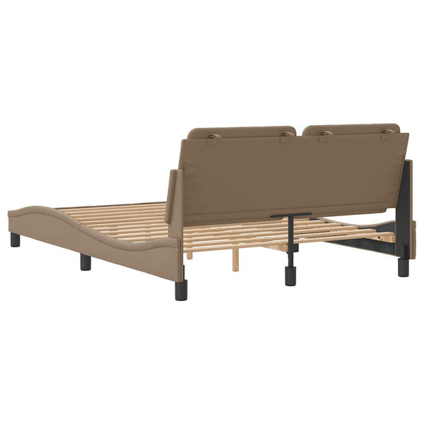 vidaXL Bed Frame without Mattress "Zadar" Cappuccino Brown 140x190 cm Faux Leather