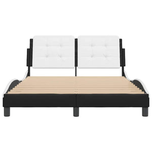 vidaXL Bed Frame without Mattress "Zadar" Black and White 140x190 cm Faux Leather