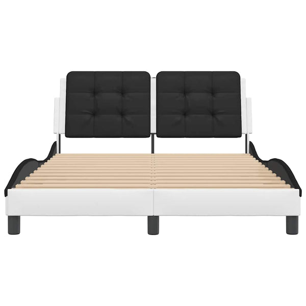 vidaXL Bed Frame without Mattress "Zadar" White and Black 140x190 cm Faux Leather
