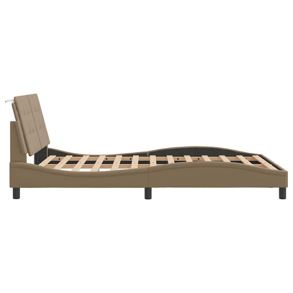 vidaXL Bed Frame without Mattress "Zadar" Cappuccino Brown 140x200 cm Faux Leather