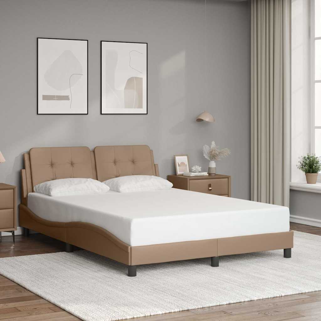vidaXL Bed Frame without Mattress "Zadar" Cappuccino Brown 140x200 cm Faux Leather