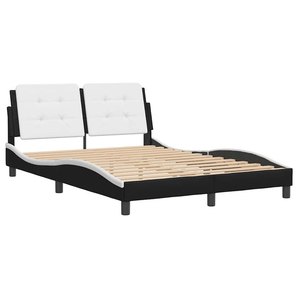 vidaXL Bed Frame without Mattress "Zadar" Black and White 140x200 cm Faux Leather