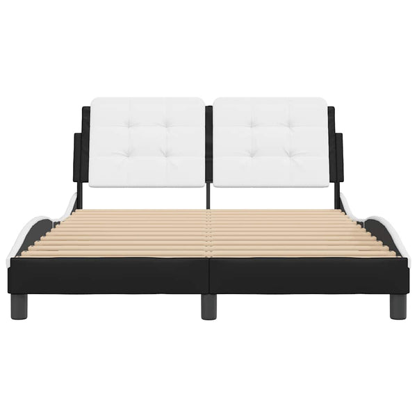 vidaXL Bed Frame without Mattress "Zadar" Black and White 140x200 cm Faux Leather
