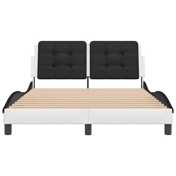 vidaXL Bed Frame without Mattress "Zadar" White and Black 140x200 cm Faux Leather