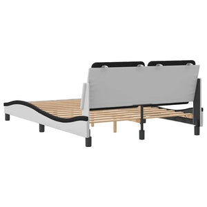 vidaXL Bed Frame without Mattress "Zadar" White and Black 140x200 cm Faux Leather