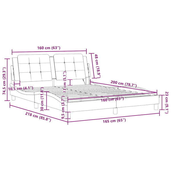 vidaXL Bed Frame without Mattress "Zadar" White 160x200 cm Faux Leather