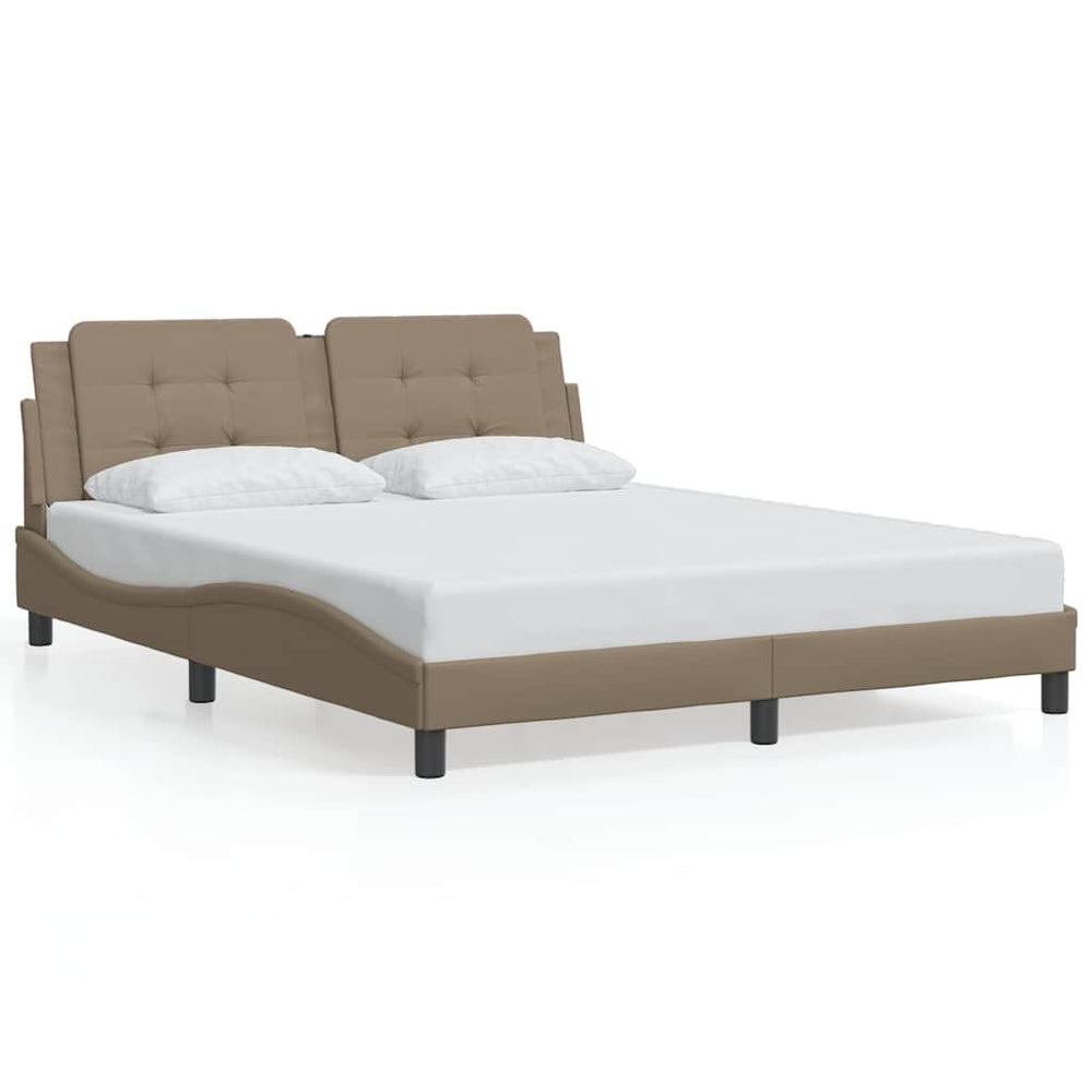 vidaXL Bed Frame without Mattress "Zadar" Cappuccino Brown 160x200 cm Faux Leather