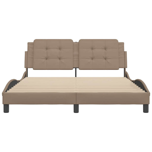 vidaXL Bed Frame without Mattress "Zadar" Cappuccino Brown 160x200 cm Faux Leather