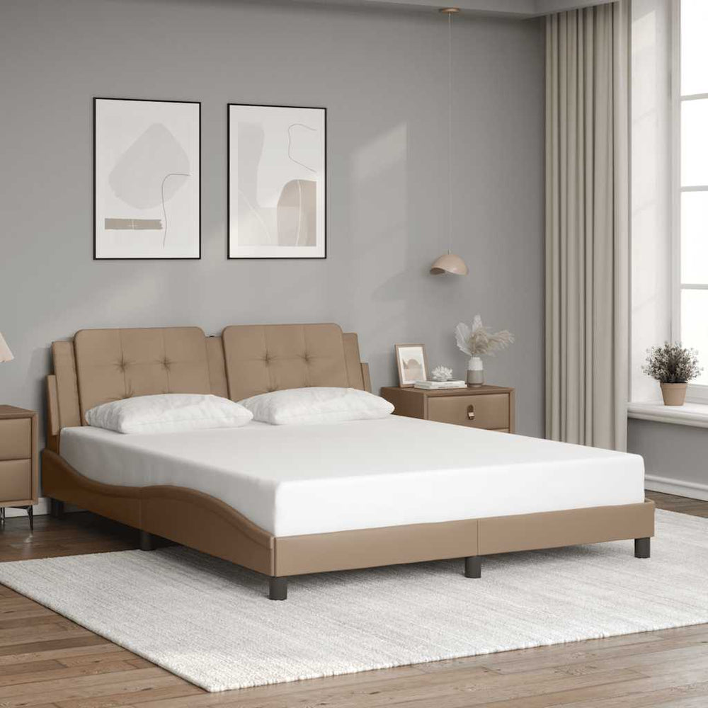 vidaXL Bed Frame without Mattress "Zadar" Cappuccino Brown 160x200 cm Faux Leather