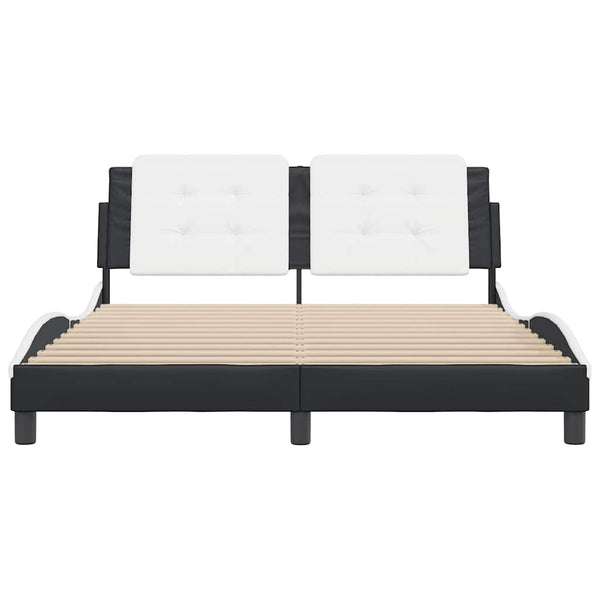 vidaXL Bed Frame without Mattress "Zadar" Black and White 160x200 cm Faux Leather