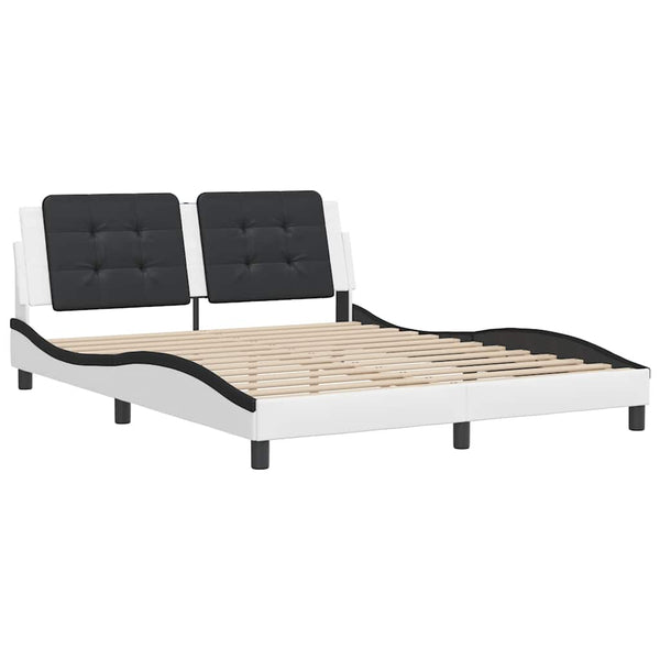 vidaXL Bed Frame without Mattress "Zadar" White and Black 160x200 cm Faux Leather