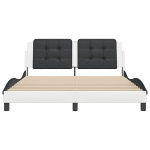 vidaXL Bed Frame without Mattress "Zadar" White and Black 160x200 cm Faux Leather