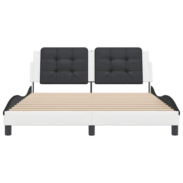 vidaXL Bed Frame without Mattress "Zadar" White and Black 160x200 cm Faux Leather