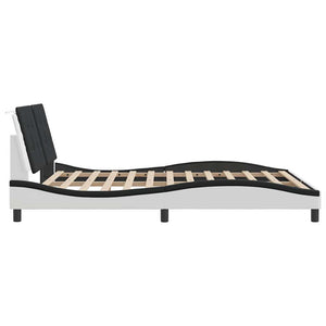 vidaXL Bed Frame without Mattress "Zadar" White and Black 160x200 cm Faux Leather