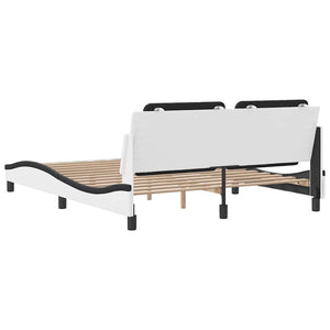 vidaXL Bed Frame without Mattress "Zadar" White and Black 160x200 cm Faux Leather