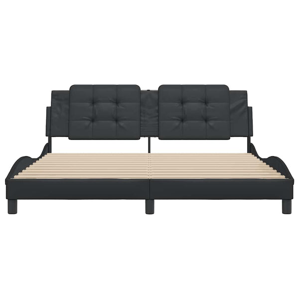 vidaXL Bed Frame without Mattress "Zadar" Black 180x200 cm Faux Leather