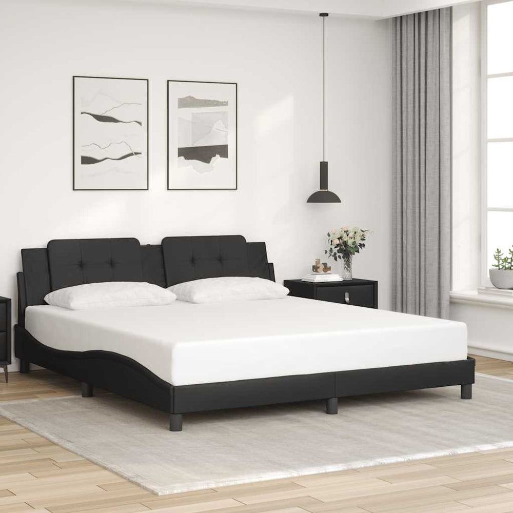 vidaXL Bed Frame without Mattress "Zadar" Black 180x200 cm Faux Leather