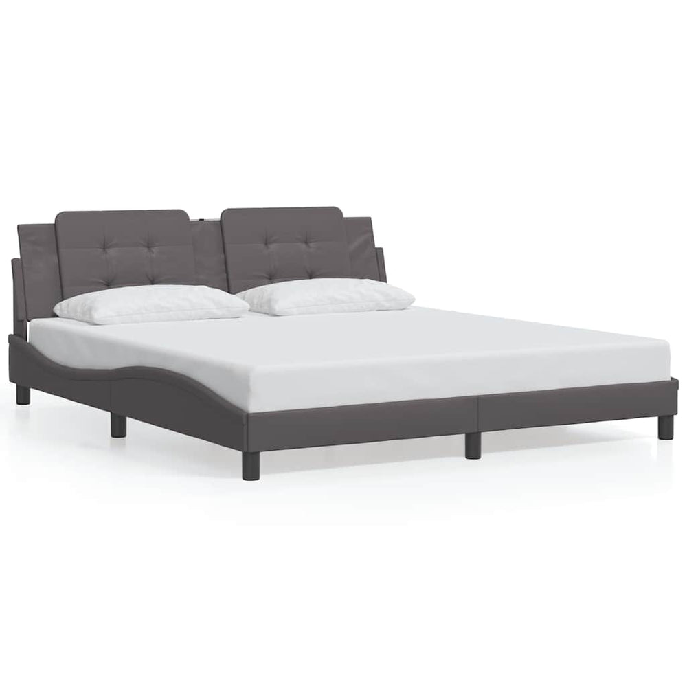 vidaXL Bed Frame without Mattress "Zadar" Grey 180x200 cm Faux Leather
