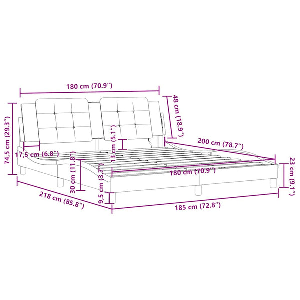 vidaXL Bed Frame without Mattress "Zadar" Grey 180x200 cm Faux Leather