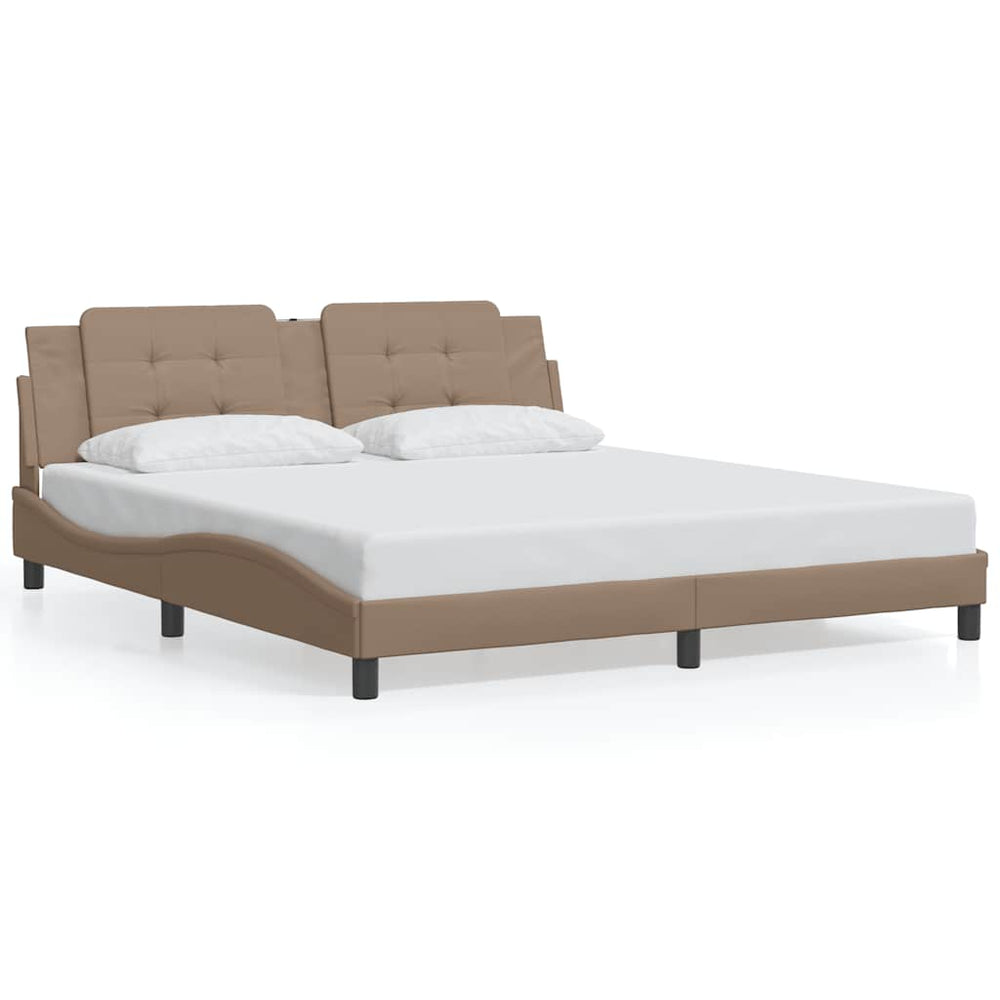 vidaXL Bed Frame without Mattress "Zadar" Cappuccino Brown 180x200 cm Faux Leather