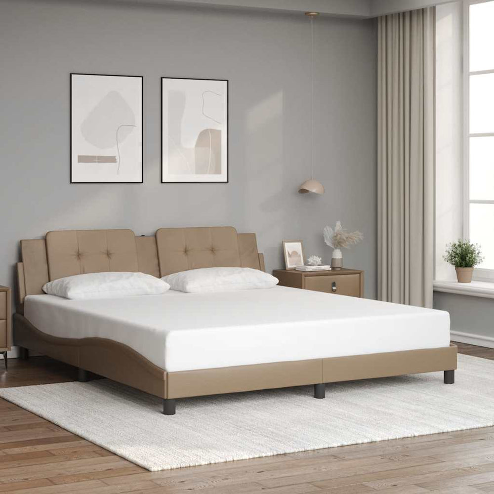 vidaXL Bed Frame without Mattress "Zadar" Cappuccino Brown 180x200 cm Faux Leather