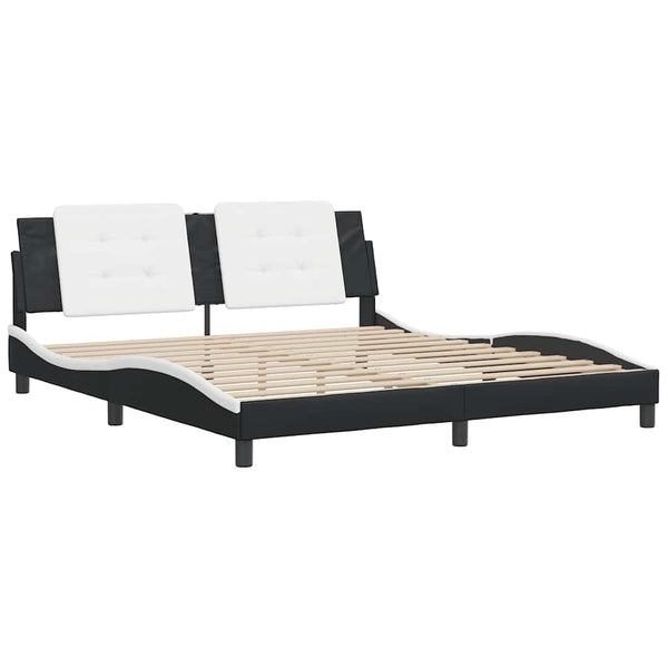 vidaXL Bed Frame without Mattress "Zadar" Black and White 180x200 cm Faux Leather