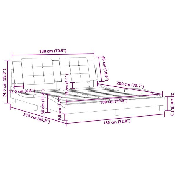 vidaXL Bed Frame without Mattress "Zadar" Black and White 180x200 cm Faux Leather