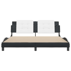 vidaXL Bed Frame without Mattress "Zadar" Black and White 180x200 cm Faux Leather
