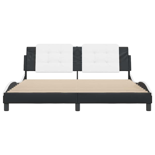 vidaXL Bed Frame without Mattress "Zadar" Black and White 180x200 cm Faux Leather