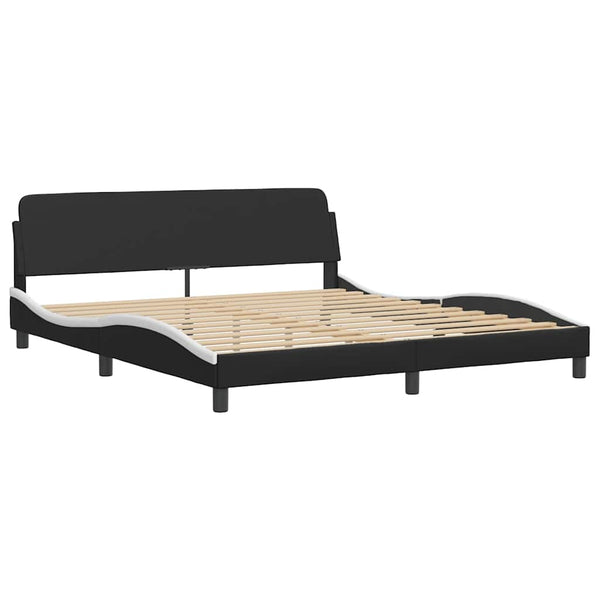 vidaXL Bed Frame without Mattress "Zadar" Black and White 180x200 cm Faux Leather