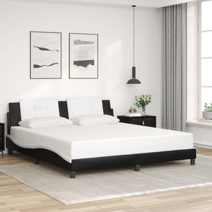 vidaXL Bed Frame without Mattress "Zadar" Black and White 180x200 cm Faux Leather