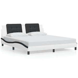 vidaXL Bed Frame without Mattress "Zadar" White and Black 180x200 cm Faux Leather