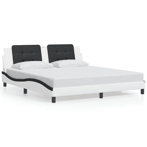 vidaXL Bed Frame without Mattress "Zadar" White and Black 180x200 cm Faux Leather
