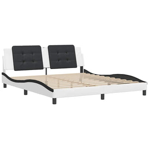 vidaXL Bed Frame without Mattress "Zadar" White and Black 180x200 cm Faux Leather