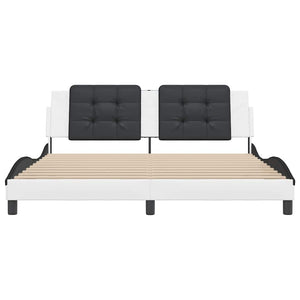 vidaXL Bed Frame without Mattress "Zadar" White and Black 180x200 cm Faux Leather