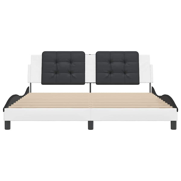 vidaXL Bed Frame without Mattress "Zadar" White and Black 180x200 cm Faux Leather