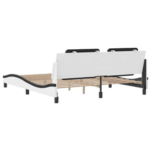 vidaXL Bed Frame without Mattress "Zadar" White and Black 180x200 cm Faux Leather