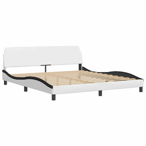 vidaXL Bed Frame without Mattress "Zadar" White and Black 180x200 cm Faux Leather