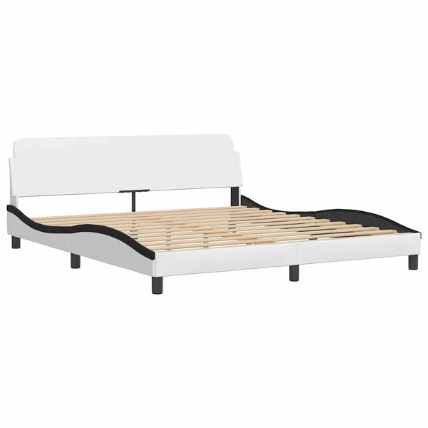 vidaXL Bed Frame without Mattress "Zadar" White and Black 180x200 cm Faux Leather