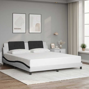 vidaXL Bed Frame without Mattress "Zadar" White and Black 180x200 cm Faux Leather