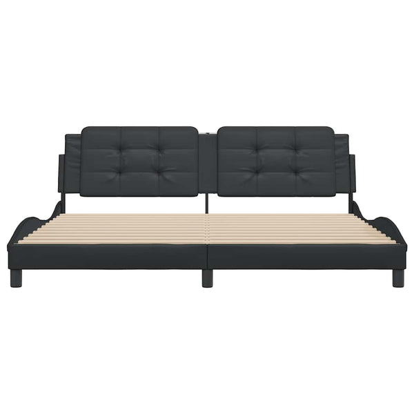 vidaXL Bed Frame without Mattress "Zadar" Black 200x200 cm Faux Leather