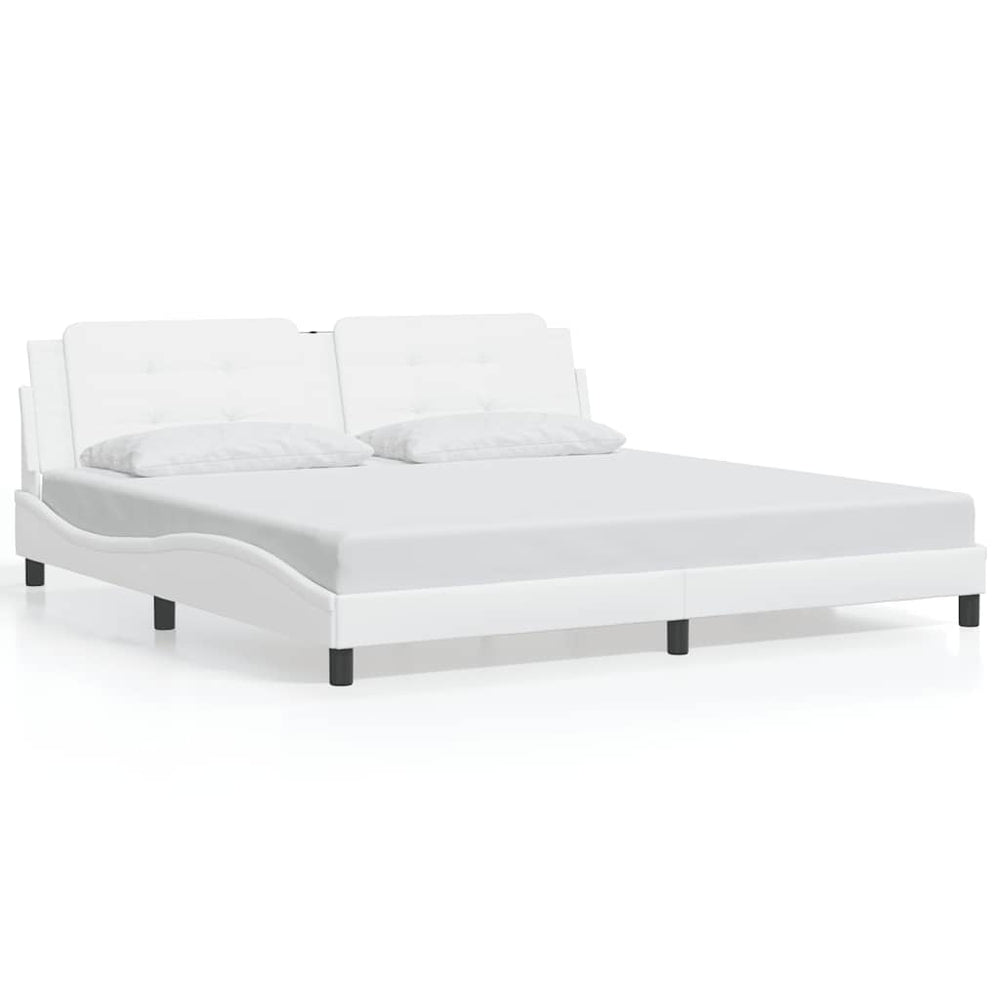 vidaXL Bed Frame without Mattress "Zadar" White 200x200 cm Faux Leather